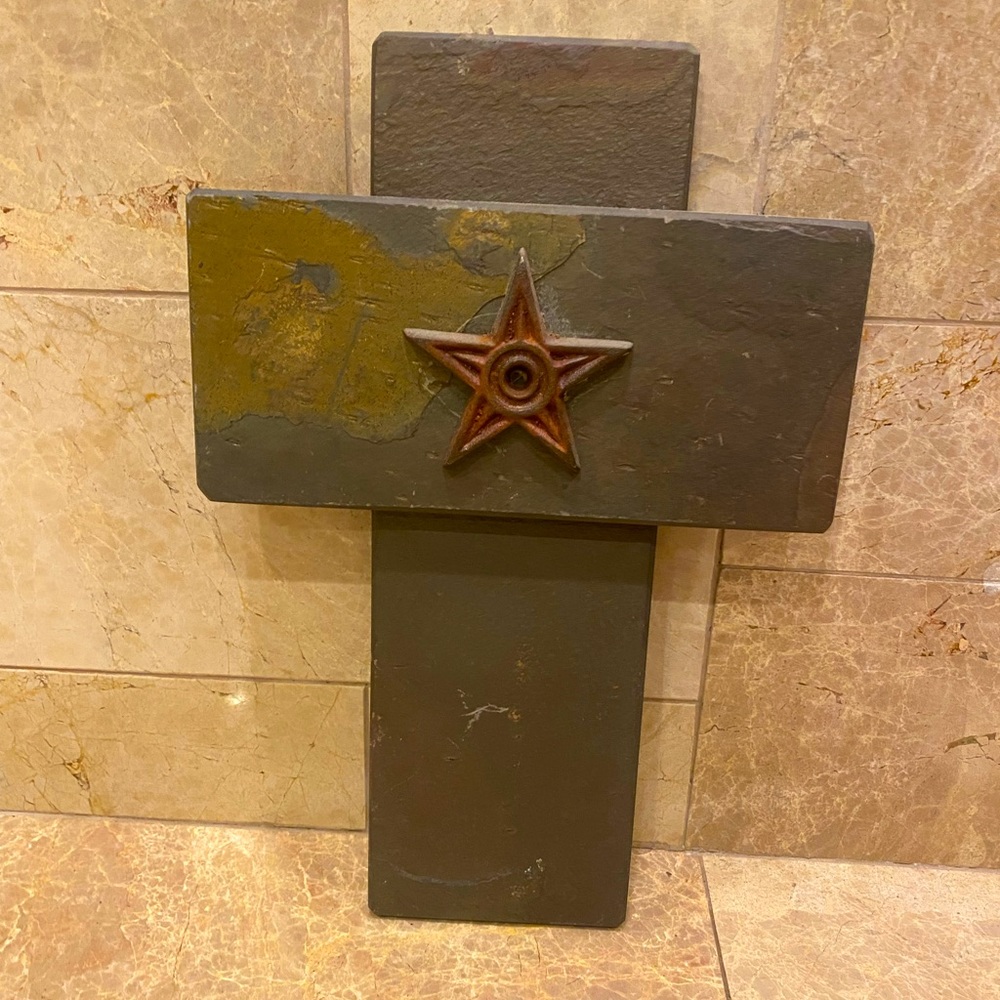 Large stone amd metal cross with star